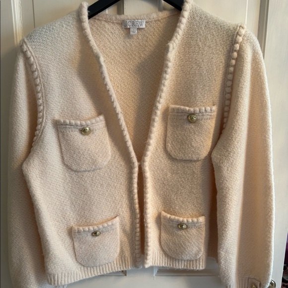 J Crew Ivory Lady Jacket Sweater - Size L - Picture 3 of 3